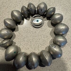 The Woods Fine Jewelry Pave diamond Beaded Eye Pendant Bracelet